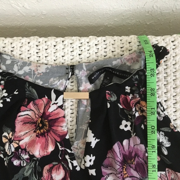 WHITEHOUSE DOUBLE LAYERED SLEEVELESS BLOUSE BLACK WITH FLOWERS SIZE WOMAN SMALL - Picture 4 of 5